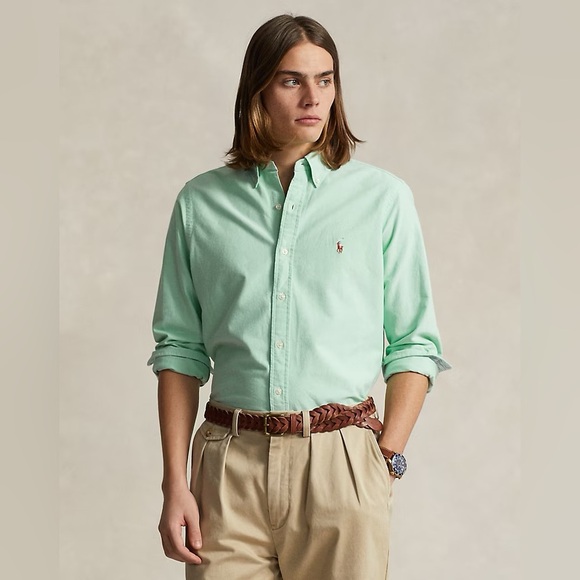 🎆 Ralph Lauren Green Casual Button Down Shirt 16 Large XL 100 cotton office work - Picture 1 of 11